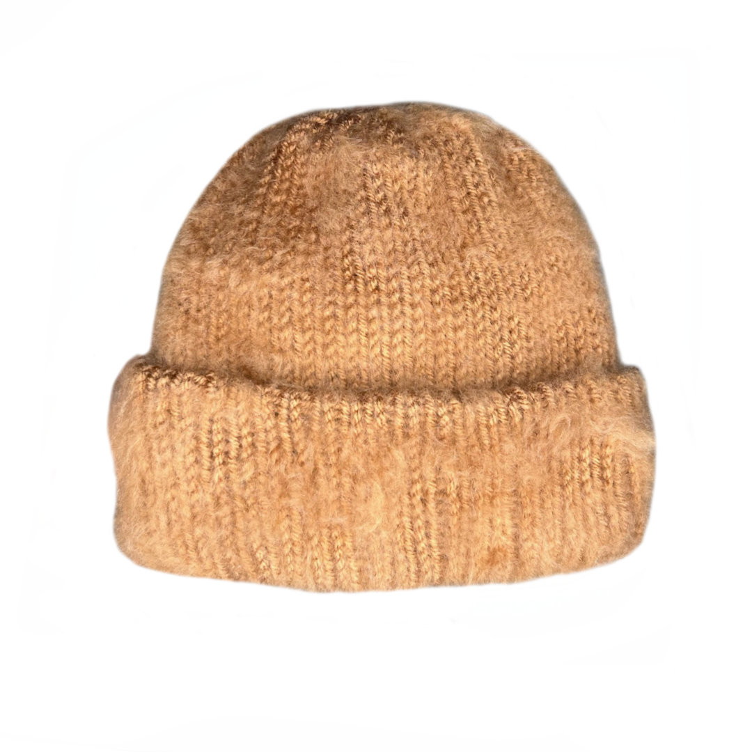 Fuzzy Brown Knit Beanie